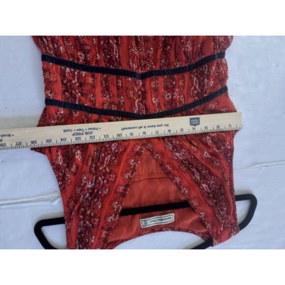 Abercrombie & Fitch Medium Dress Orange Floral Empire Waist Gray Velvet #5870 - Picture 12 of 16